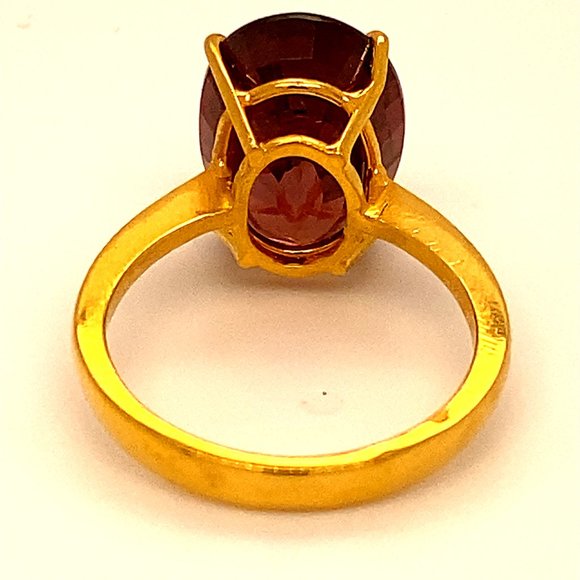 Red Zircon 10.35ct Solid 22K Yellow Gold Ring - Picture 5 of 7